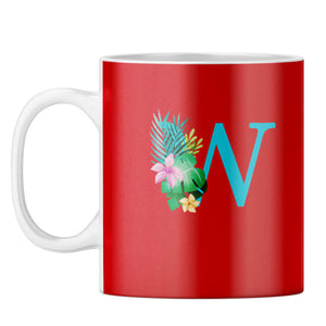 Flower Alphabet with Name Coffee Mug Alphabet W