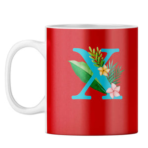 Flower Alphabet with Name Coffee Mug Alphabet X