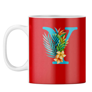 Flower Alphabet with Name Coffee Mug Alphabet Y