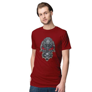 Lion Skulls Men T-Shirt-Maroon