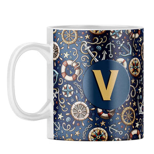 Nautical Blue Customised Alphabet Coffee Mug