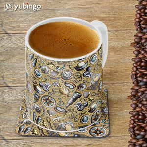 Nautical Brown Customised Alphabet Coffee Mug With Coaster-Image4