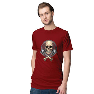 Skull Engine Men T-Shirt-Maroon