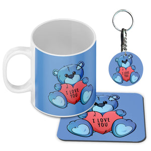 Teddy Love Coffee Mug with Coaster and Keychain